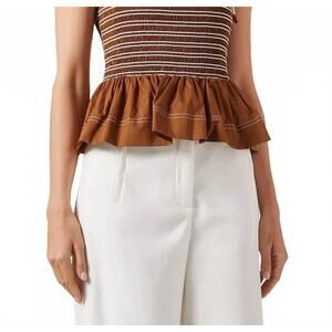 NEW VERONICA BEARD ophelia self-tie straps top in brown